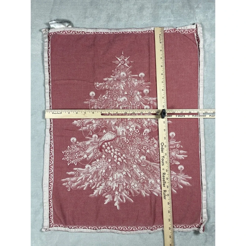 Williams Sonoma Christmas Tree Kitchen Towel Red White Cotton Italy Holiday